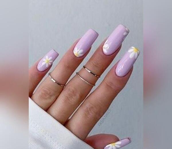 عکس طرح ناخن یاسی رنگ