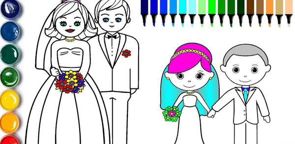 عکس نقاشی عروس و داماد