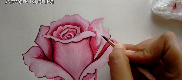 عکس نقاشی گل صورتی زیبا