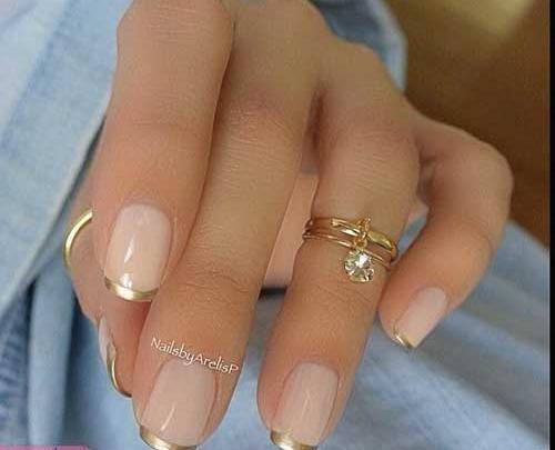 عکس مدل ناخن فرنچ طلایی