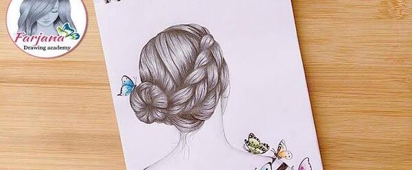 عکس نقاشی دختر زیبا از پشت سر