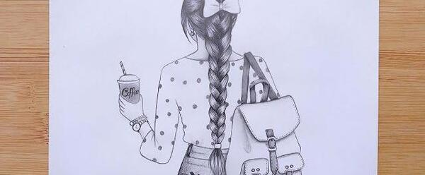 عکس نقاشی دختر از پشت سر