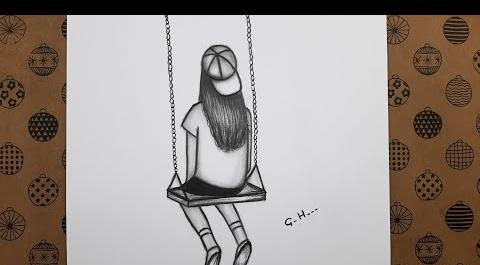 عکس نقاشی دختر از پشت سر