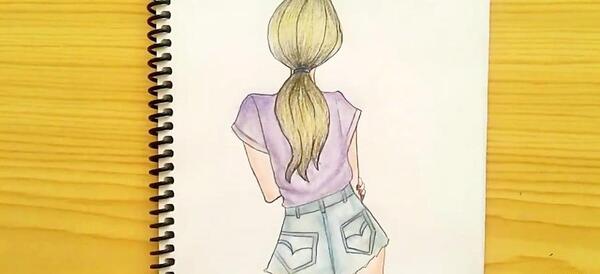 عکس نقاشی دختر از پشت سر