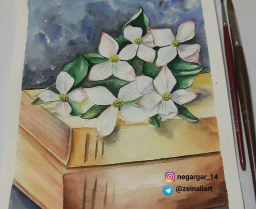 عکس نقاشی مدرن گل آبرنگ
