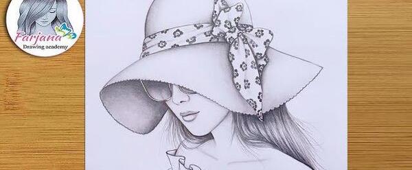 عکس نقاشی دختر با کلاه