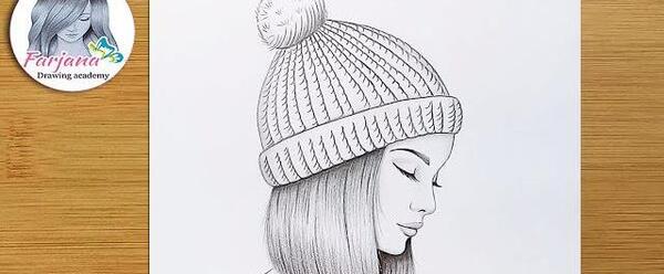 عکس نقاشی دختر با کلاه