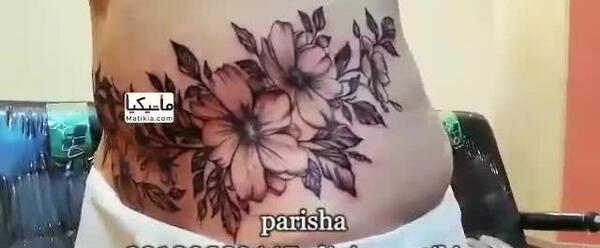 عکس طرح تاتو گل رو شکم