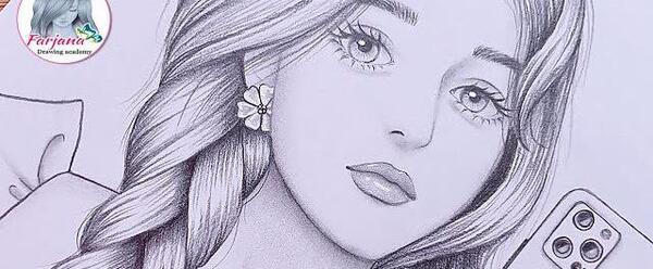 عکس نقاشی دختر مو بافته
