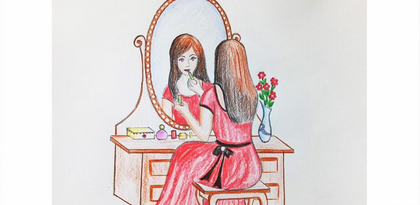 عکس نقاشی دختر آرایشی
