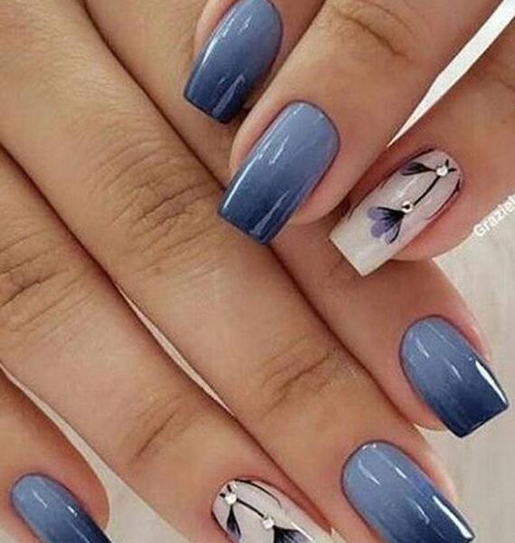 عکس مدل ناخن ابی سفید