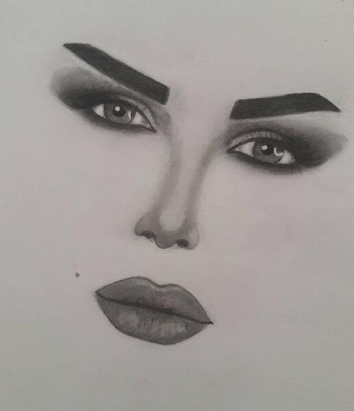 عکس نقاشی سیاه قلم لب آسان