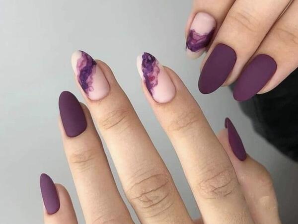 عکس طرح ناخن رنگ بنفش