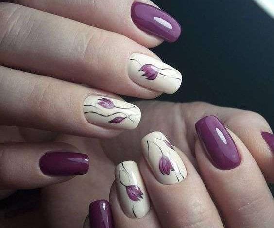 عکس طرح ناخن رنگ بنفش