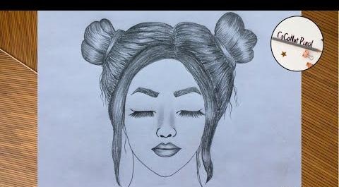 عکس نقاشی دختر مو بسته