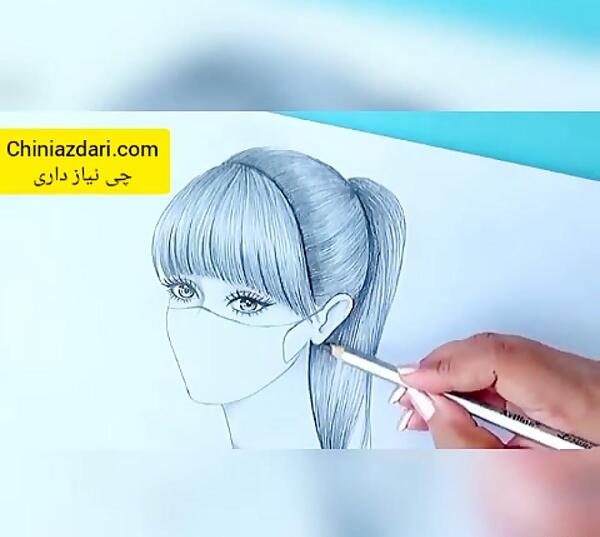 عکس نقاشی دختر مو بسته