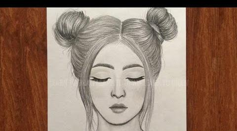 عکس نقاشی دختر مو بسته