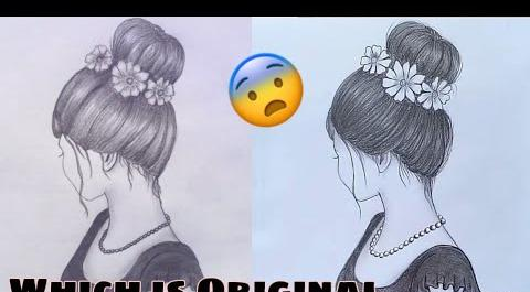 عکس نقاشی دختر مو بسته
