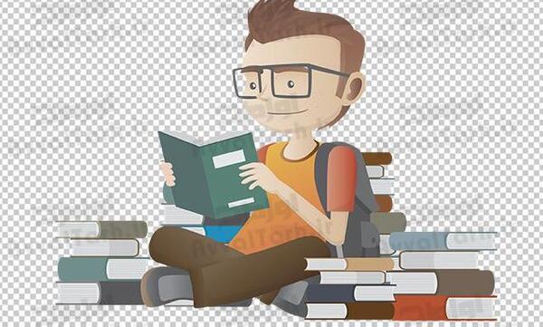 عکس نقاشی دختر در حال کتاب خواندن