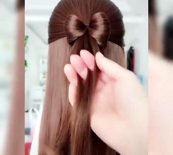 عکس آموزش بافت مو ساده و شیک دخترانه