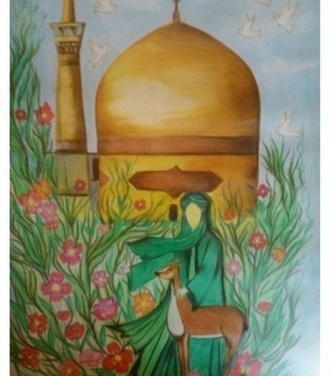 عکس نقاشی زیبا حرم امام رضا