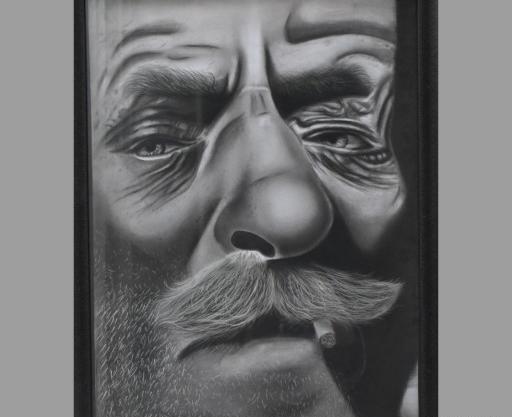 عکس نقاشی سیاه قلم پیرمرد
