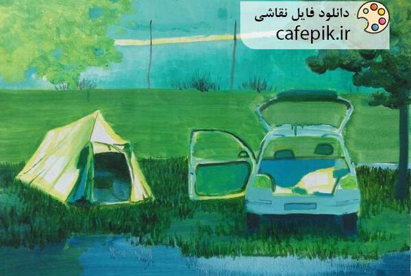 عکس نقاشی دختر در طبیعت