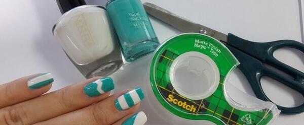 عکس مدل ناخن ساده با چسب نواری