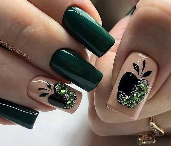 عکس طرح ناخن عاشقانه
