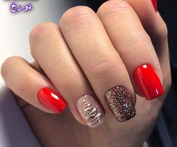 عکس طرح ناخن عاشقانه