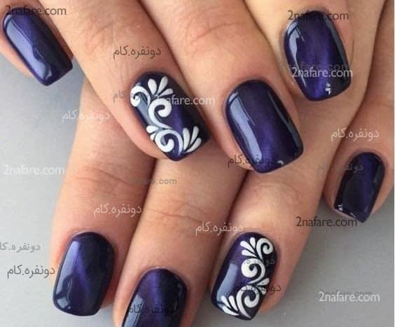عکس مدل ناخن سفید طلایی
