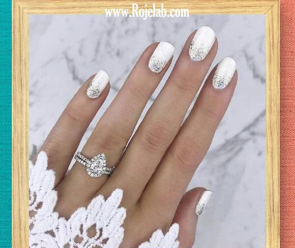 عکس مدل ناخن سفید طلایی