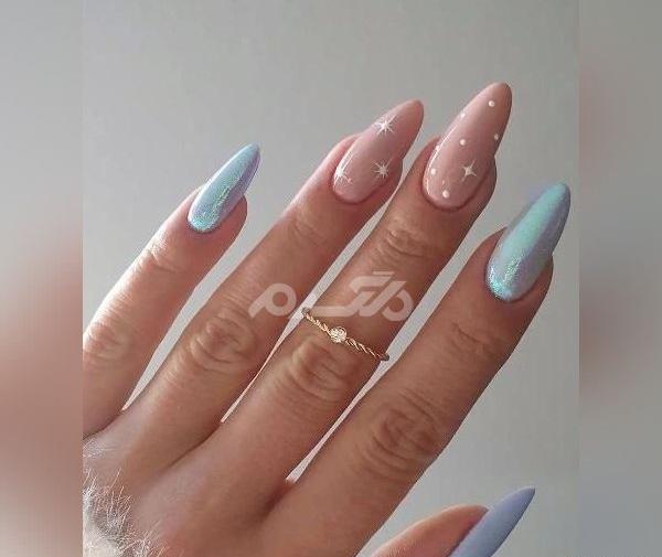 عکس طرح ناخن نقره ای سفید