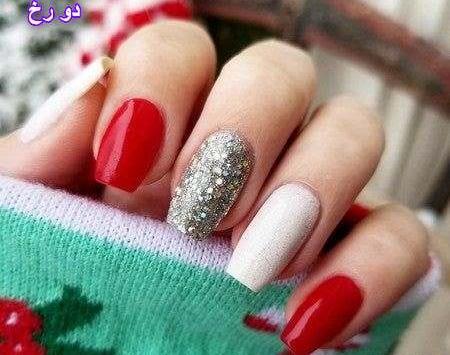 عکس طرح ناخن نقره ای سفید