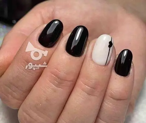 عکس مدل ناخن کاشت سفید مشکی