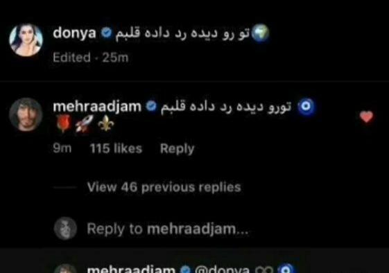 عکس دنیا جهانبخت و مهراد جم بدون سانسور