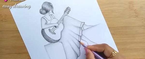 عکس نقاشی ساده غمگین دخترانه