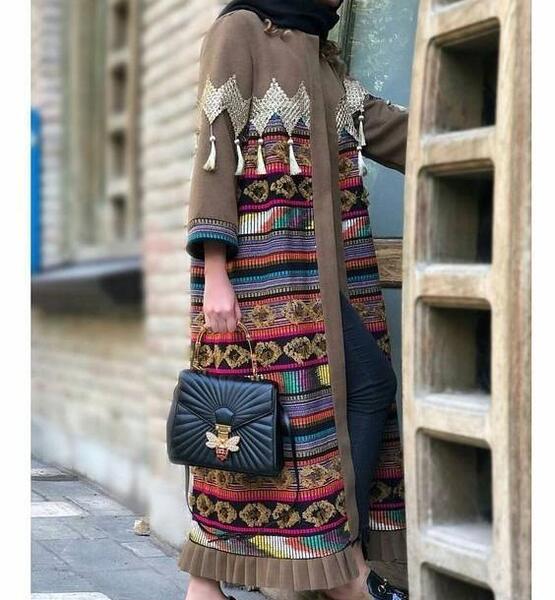 عکس مانتو سارافونی جلو باز