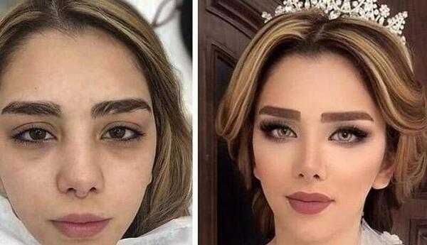 عکس عروس قبل و بعد از میکاپ