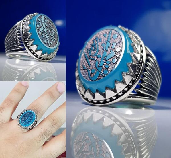 عکس انگشتر نگین آبی