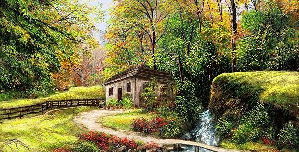 عکس کلبه و پاییز
