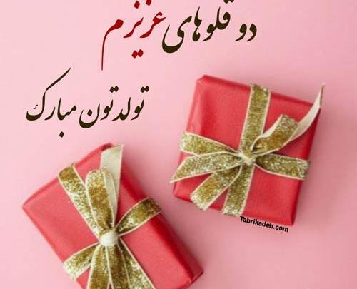 عکس نوشته تولد خواهر برادر دوقلو