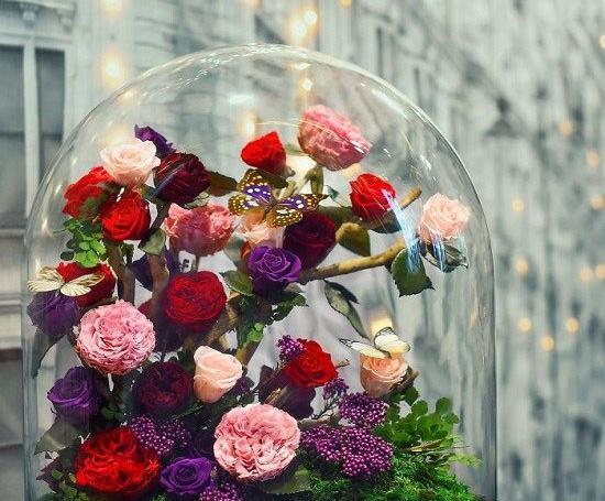 عکس گل طبیعی در شیشه
