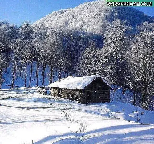 عکس کلبه برفی زیبا