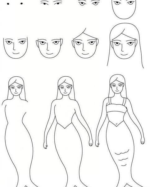 عکس نقاشی ساده دخترانه مرحله به مرحله