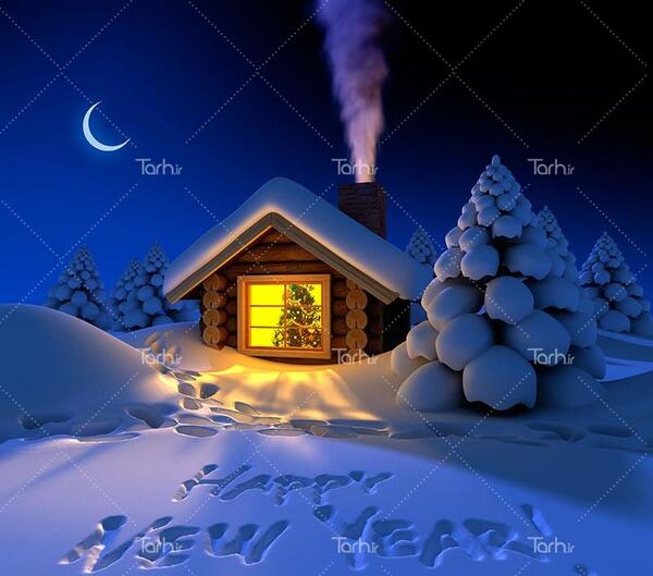 عکس کلبه ای در برف