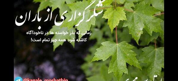 عکس نوشته شکرگزاری بارش باران