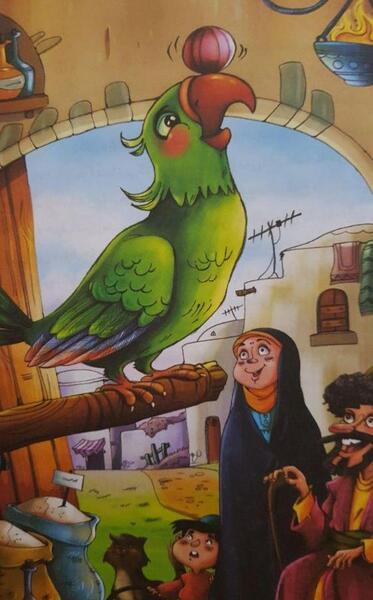 عکس نقاشی ساده طوطی و بازرگان