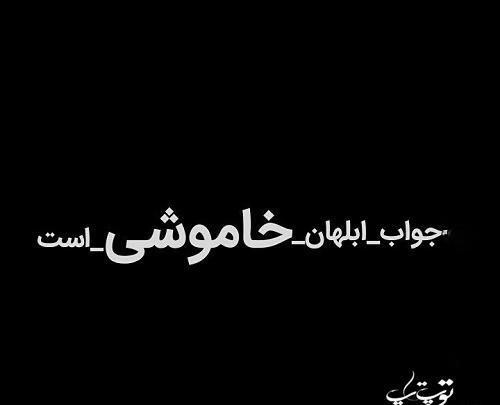 عکس نوشته پروفایل جواب ابلهان خاموشیست