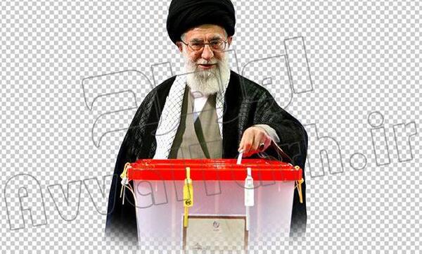 عکس رهبر موقع رای دادن